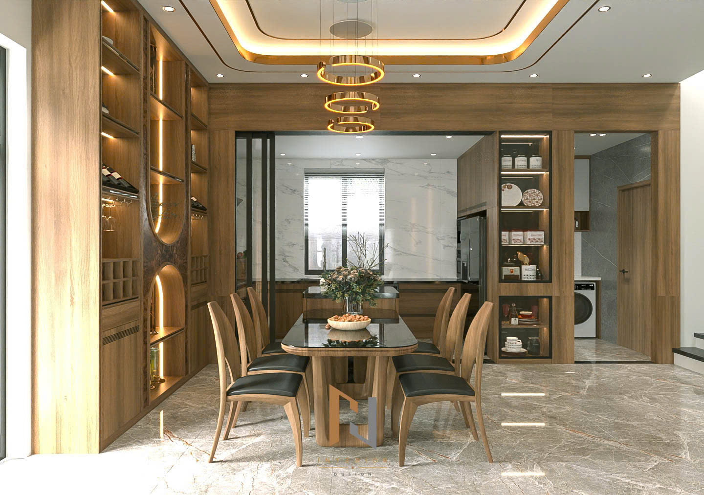 Phòng ăn liên kết bếp